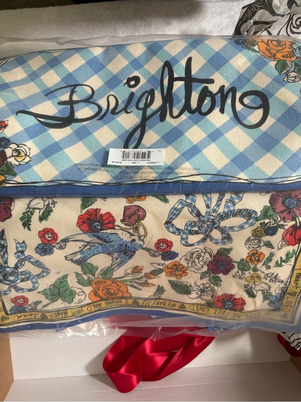 Brighton Yellow & Blue Floral Heart Tote and bandanna small backpack - Picture 8 of 10